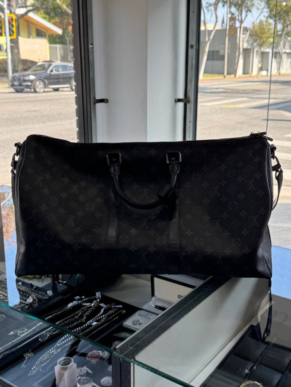 Louis Vuitton M40605 Keepall Bandoulière 55 Black Duffle Bag